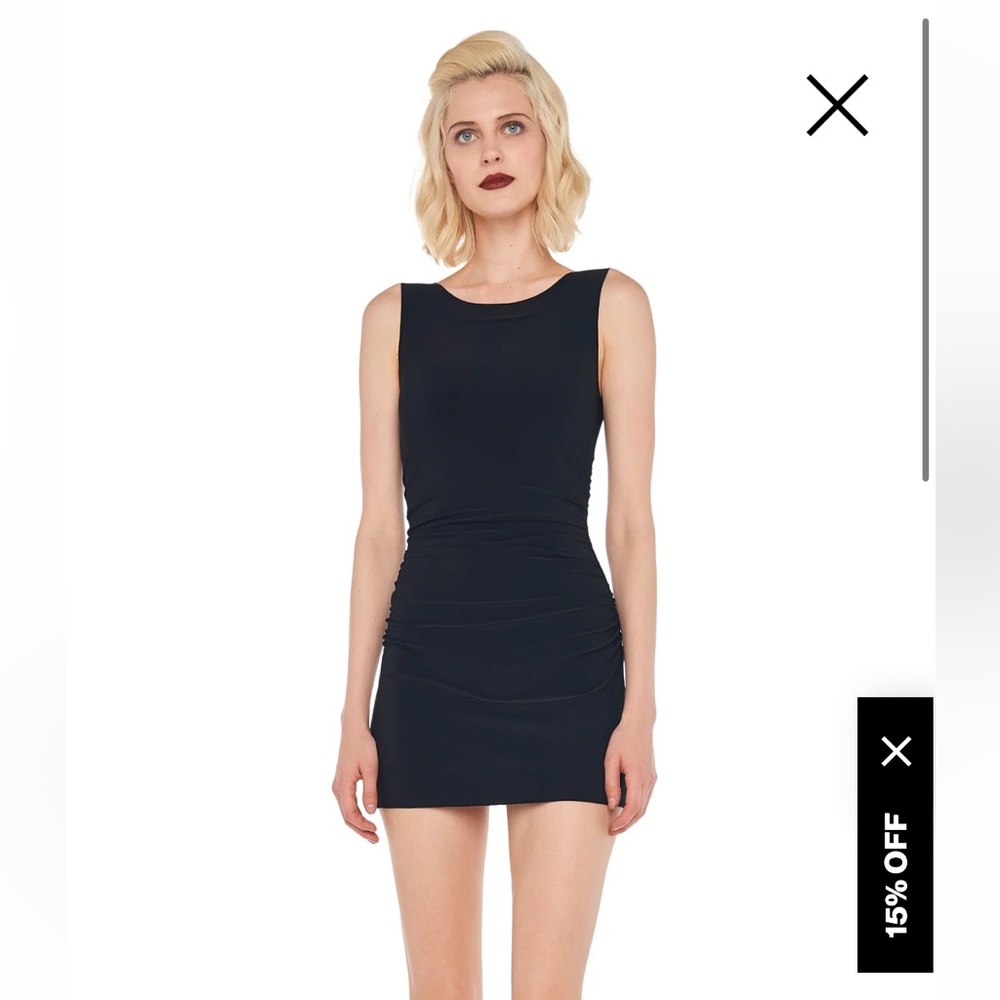 Norma Kamali Black Sleeveless Ruched Mini Dress